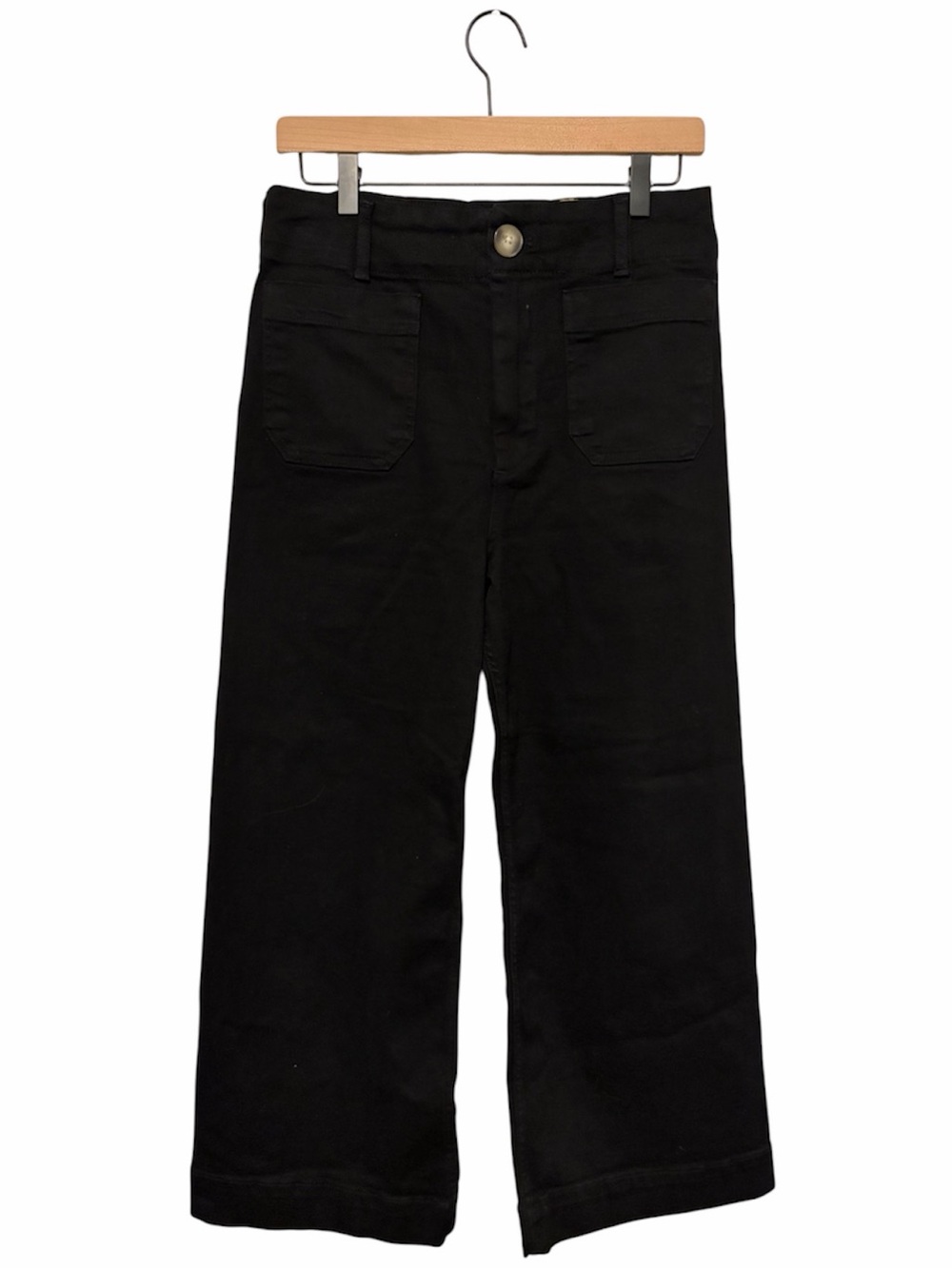 Anthropologie Maeve Colette Pants Black Size 29 High Rise Wide Leg Patch Pocket - Picture 2 of 7